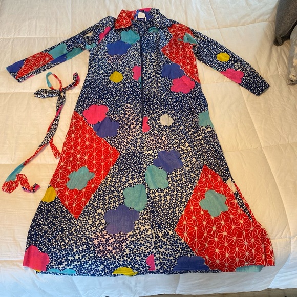 boutique Dresses & Skirts - 1960s "Travel-Lite by Boutique Loungewear" Psychedelic Print Hostess Gown M/L